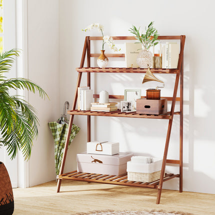 DREAMADE 3-Tier Bamboo Plant Stand, Ladder Plant Shelf