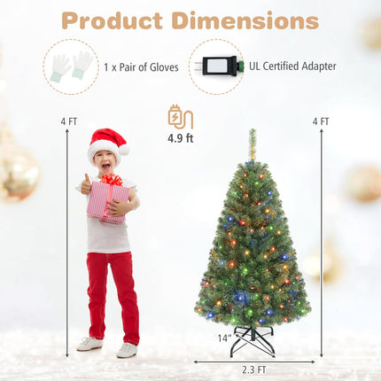 Dreamade 4FT Artificial Christmas Tree | Full Xmas Tree w/296 Branch Tips and 2 Lighting Colors