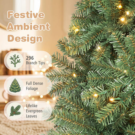 Dreamade 4FT Artificial Christmas Tree | Full Xmas Tree w/296 Branch Tips and 2 Lighting Colors
