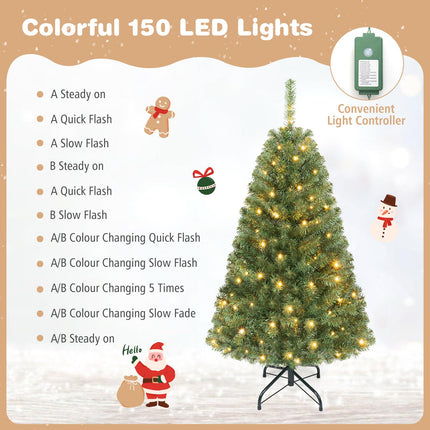 Dreamade 4FT Artificial Christmas Tree | Full Xmas Tree w/296 Branch Tips and 2 Lighting Colors
