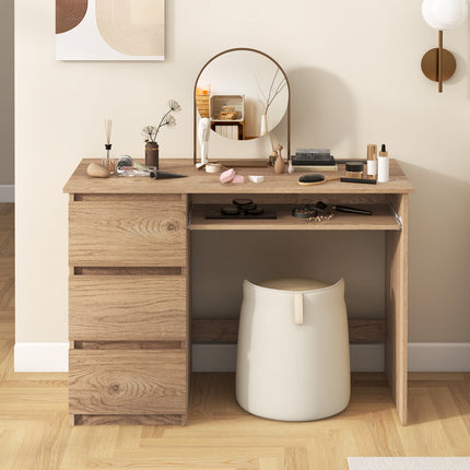 DREAMADE 42" Computer Desk with 3 Drawers and Keyboard Tray, Natural