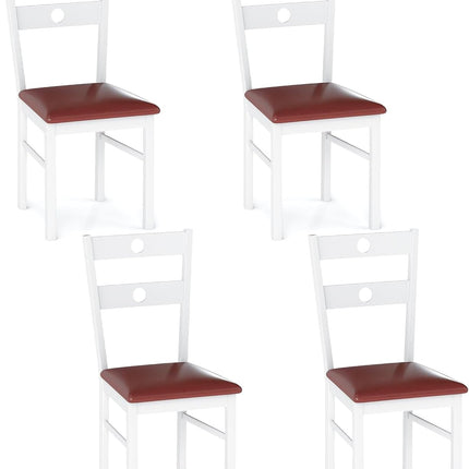 Dreamade PU Leather Upholstered Kitchen Chairs w/Hollowed Backrest & Padded Seat