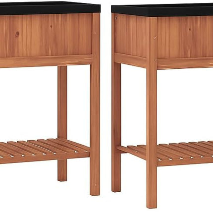 Dreamade 40"x20"x39" Raised Garden Bed Wood Planter Box with Plant Stand & Black Liner