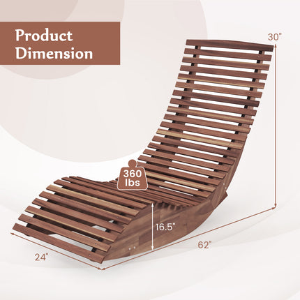 DREAMADE Outdoor Rocking Chair, Wooden Garden Lounger with Acacia Wood Frame