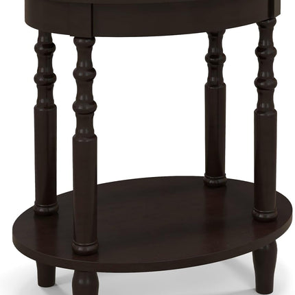 Dreamade End Table with Storage Shelf Set of 2, 24.5" Oval Round Side Table with Solid Wood Legs