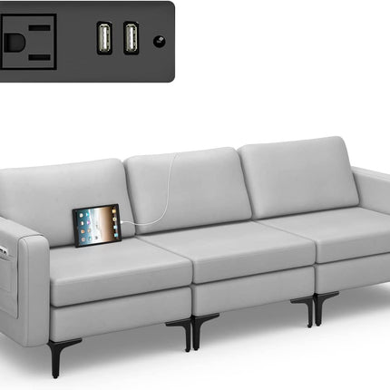Dreamade 3 Seat Sectional Sofa Couch, 94.5" L Modular Sleeper