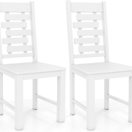 Dreamade Wooden Dining Chairs Set 100% Solid Rubber Wood Kitchen Chair with High & Tilted Backrest