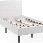 Platform Twin Bed with Button Tufted Headboard | Upholstered Bed Frame
