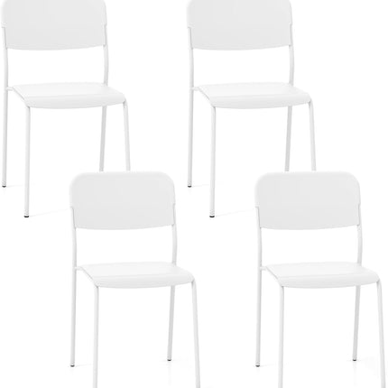 Dreamade Metal Dining Chairs Set of 4, Stackable Lightweight Kitchen Chairs w/Tilted Backrest & Sturdy Metal Legs