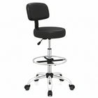 Dreamade Drafting Chair with Back, Adjustable Foot Rolling Stool with Wheels | PVC Leather Tall Office Chair w/ Thickened Cushion