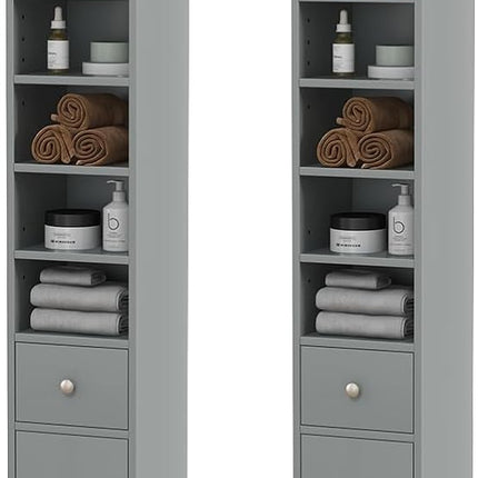 Dreamade Slim Bathroom Storage Cabinet - 71" Tall Narrow Floor Cabinet Cupboard with 2 Doors
