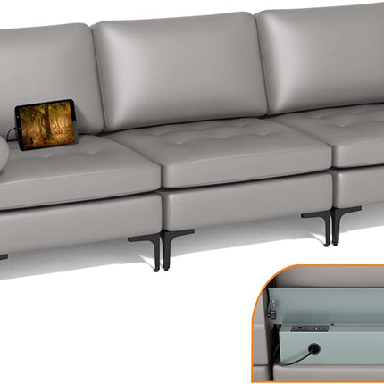 Dreamade 97" Sectional Sofa Couch, 3-Seater Modular Sleeper with USB Ports