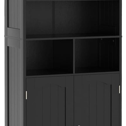 Dreamade 58.5" Tall Storage Cabinet - Pantry Cabinet with Tempered Glass Doors, Adjustable Shelves