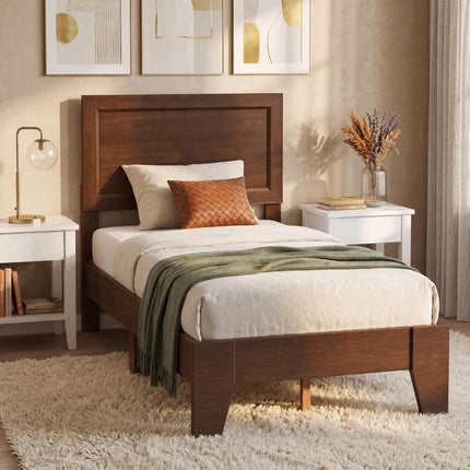 Dreamade Twin/Full/Queen Size Wooden Bed Frame with Wood Slat Support
