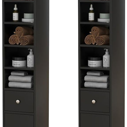 Dreamade Slim Bathroom Storage Cabinet - 71" Tall Narrow Floor Cabinet Cupboard with 2 Doors