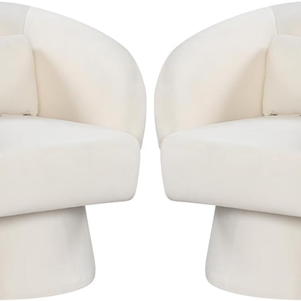 Dreamade Swivel Accent Chair Upholstered Barrel Chair with Curved Back & Removable Lumbar Pillow