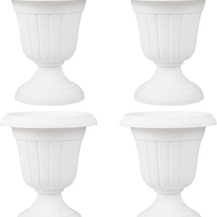Dreamade 18" Tall Urn Plastic Flower Pots with Pedestal Base & Pre-Marked Drain Hole