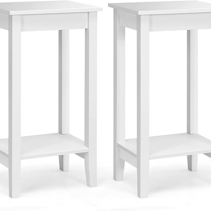 Dreamade 2-Tier End Table Tall Nightstand, Simple Design Sofa Bedside Table