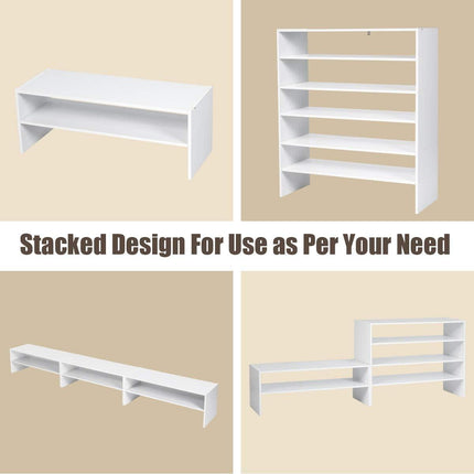 3-in-1 Shoe Rack, 5-Tier Shoe Organizer, Wood Storage Shelf for Shoes - Dreamadeus