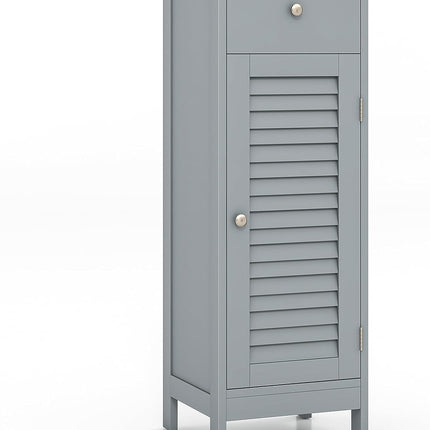 Dreamade Bathroom Floor Storage Cabinet - Freestanding Side Cabinet with 1 Door, 1 Drawer & 3-Height Adjustable Shelf
