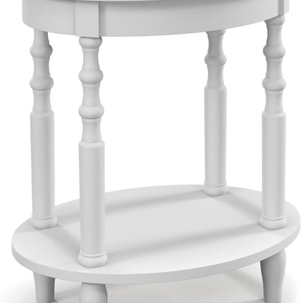 Dreamade End Table with Storage Shelf Set of 2, 24.5" Oval Round Side Table with Solid Wood Legs