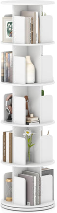Dreamade 5-Tier Rotating Bookshelf 360° Display Rack w/Dividers & Anti-Falling Baffles