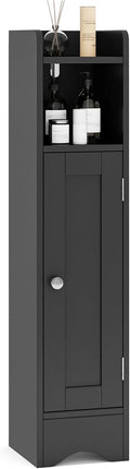 Dreamade Small Bathroom Storage Cabinet Corner Floor Cabinet with Door & Adjustable Shelves