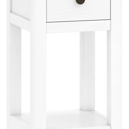 Dreamade Narrow End Table with Drawer 23.5" H Side Table w/Open Storage Shelf & Solid Wood Frame