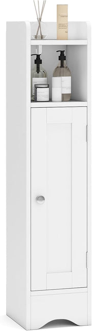 Dreamade Small Bathroom Storage Cabinet Corner Floor Cabinet with Door & Adjustable Shelves