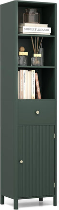 Dreamade 67 Inch Tall Bathroom Cabinet, Narrow Floor Cabinet with Fluted Door