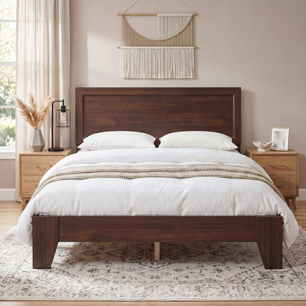 Dreamade Twin/Full/Queen Size Wooden Bed Frame with Wood Slat Support