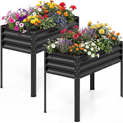 Dreamade 44" x 22" x 32" Metal Large Elevated Planter Box for Vegetable Flower Fruit Herb (1/2)