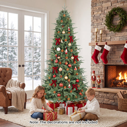 DREAMADE 7.5 ft Pre-Lit Christmas Tree, 1125 Hinged Tips with Pine Cones