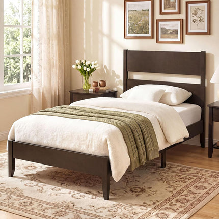 Dreamade Queen/Full/Twin Size Wooden Bed Frame with Slatted Headboard