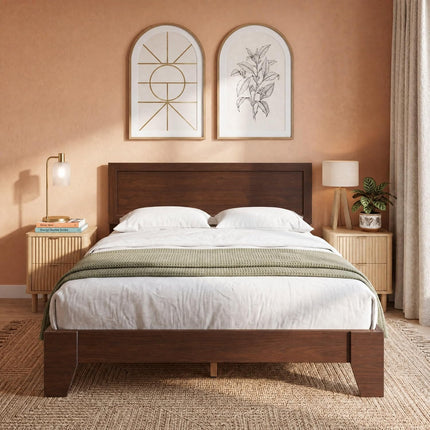 Dreamade Twin/Full/Queen Size Wooden Bed Frame with Wood Slat Support
