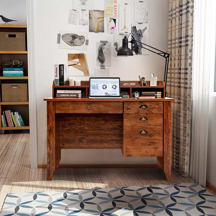DREAMADE Home Office Desk with Drawer, Wood Office Executive Desk w/Multiple Drawers & Storage Cabinet