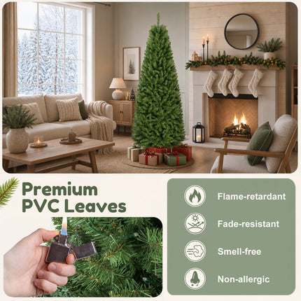 DREAMADE 7 ft Pre-lit Pencil Christmas Tree, Skinny Artificial Fir