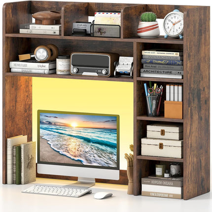 Dreamade 35.5" Desktop Bookshelf with LED Lights