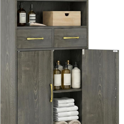Dreamade Freestanding Bathroom Storage Cabinet with 2 Drawers and 2 Doors