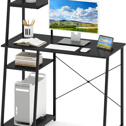 Dreamade Computer Desk with Shelves, 47.5” Home Office Desk with Bookshelf, Host Stand