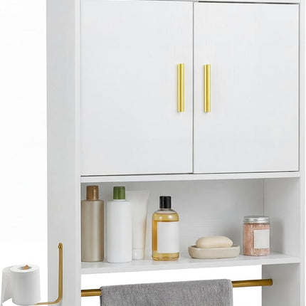 Dreamade Bathroom Wall Mounted Medicine Cabinet w/Towel Bars & Toilet Paper Holder