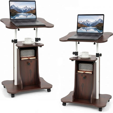 Dreamade Mobile Podium Stand | Height Adjustable Laptop Computer Cart w/Tilting Top (1/2)