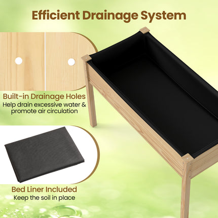 DREAMADE Raised Garden Bed, 47" x 22.5" x 30" Elevated Planter Box w/Legs & Drainage Hole