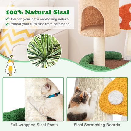 DREAMADE Mushroom Cat Tree, 40.5" Multi-Level Cat Tower