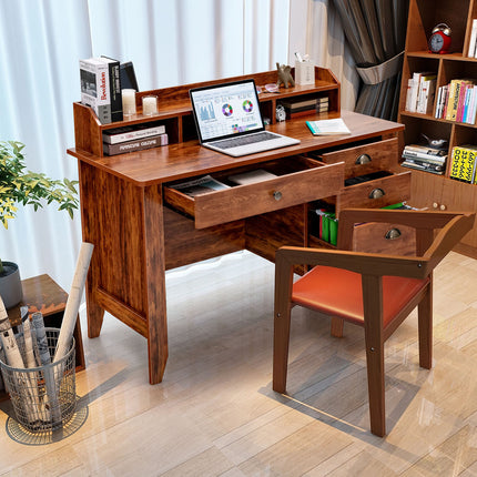 DREAMADE Home Office Desk with Drawer, Wood Office Executive Desk w/Multiple Drawers & Storage Cabinet