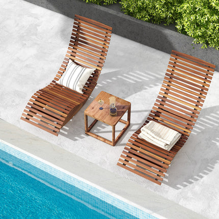 DREAMADE Outdoor Rocking Chair, Wooden Garden Lounger with Acacia Wood Frame