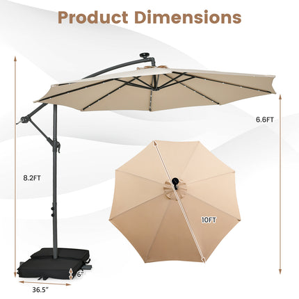 DREAMADE Patio Umbrella with Base Included, 10ft Offset Cantilever Canopy w/Stand