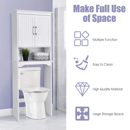 Dreamade Over The Toilet Bathroom Space Saver Free Standing Toilet Rack with Adjustable Inner Shelf
