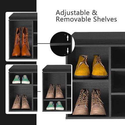 Dreamade Shoe Storage Bench with Cushion, Entryway Shoe Rack Bench