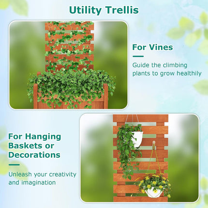 Dreamade Outdoor Wooden Raised Garden Bed with Trellis